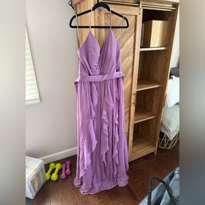 Vera Wang Purple V-Neck Evening Dress